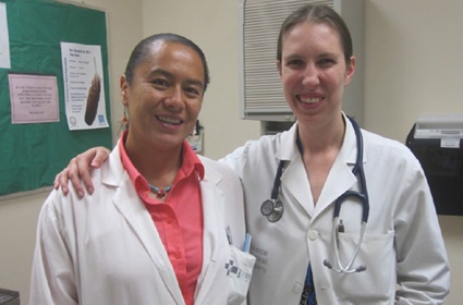 Global health graduate in clinic